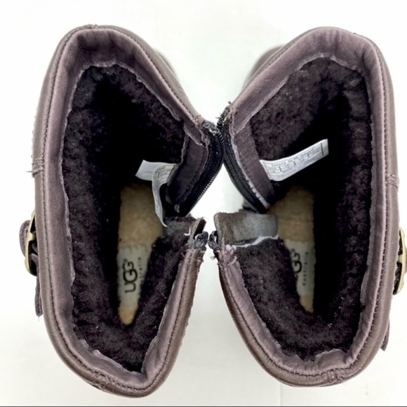 Ugg Cowen Cap toe Sheepskin Leather Biker Moto Boot in Brown Size 4 SN 3295 - Picture 8 of 11